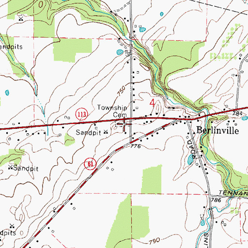 Topographic Map of Berlinville Cemetery, OH