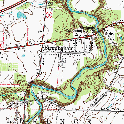 Topographic Map of Birmingham Cemetery, OH