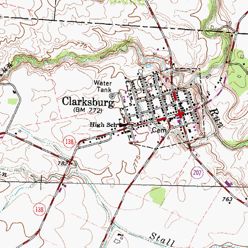 Topographic Map of Clarksburg Elementary School, OH