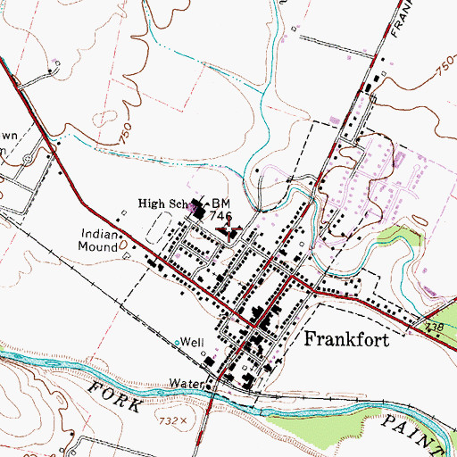 Topographic Map of Frankfort Elementary School, OH