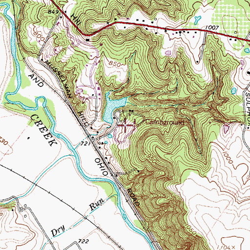 Topographic Map of Lake Hill Campground, OH