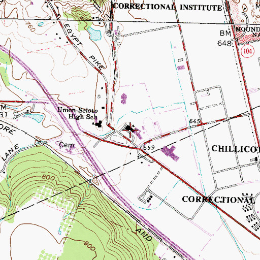 Topographic Map of Union-Scioto Intermediate School, OH
