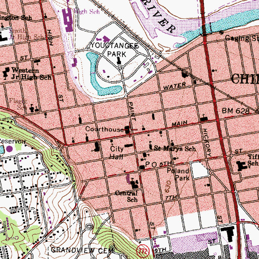 Topographic Map of Ross County Courthouse, OH