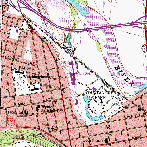 Topographic Map of Chillicothe High School, OH