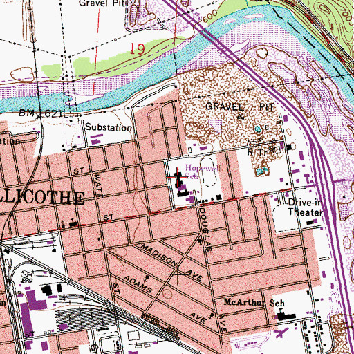 Topographic Map of Hopewell Elementary School, OH
