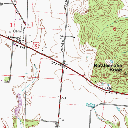 Topographic Map of Smiths Store (historical), OH