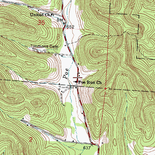 Topographic Map of Poe Valley (historical), OH