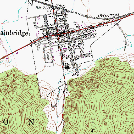 Topographic Map of Bainbridge Elementary School, OH