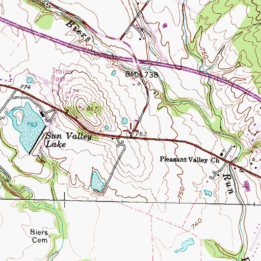 Topographic Map of Pleasant Valley School (historical), OH