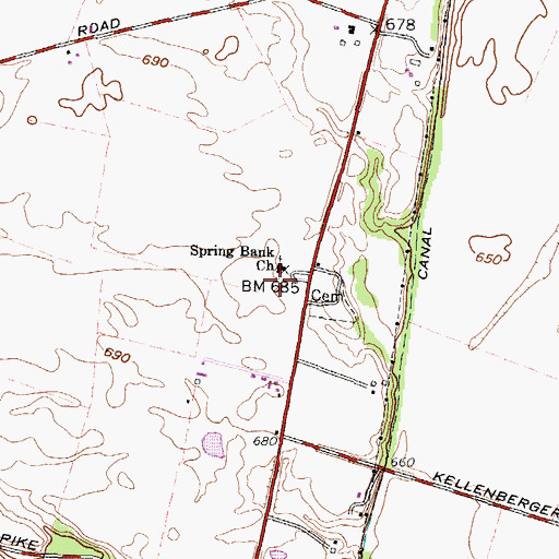 Topographic Map of Springbank School (historical), OH
