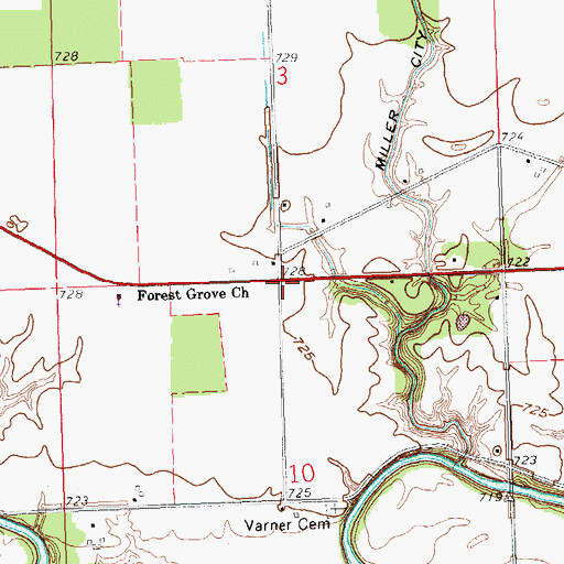 Topographic Map of Myers Corners, OH