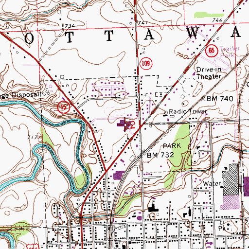 Topographic Map of Ottawa-Glandorf High School, OH