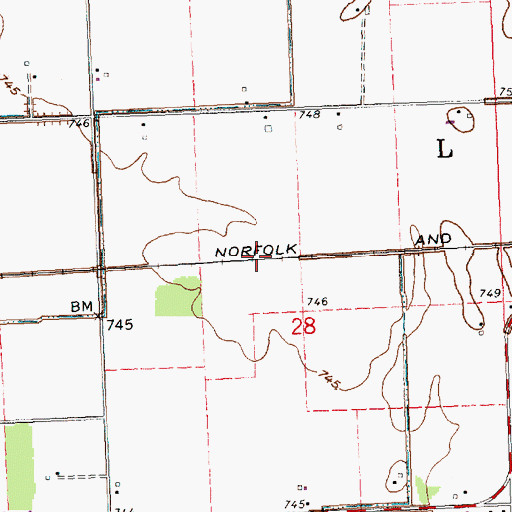 Topographic Map of Wards (historical), OH