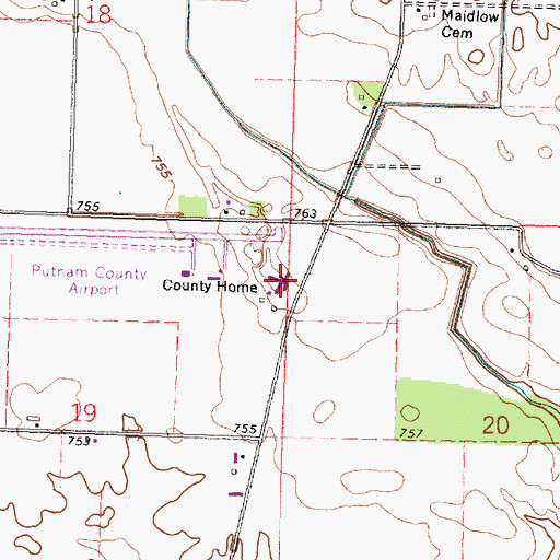 Topographic Map of Putnam County Home, OH