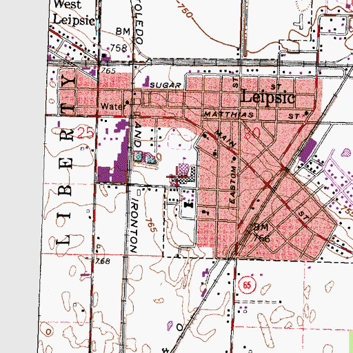 Topographic Map of Leipsic Elementary School, OH