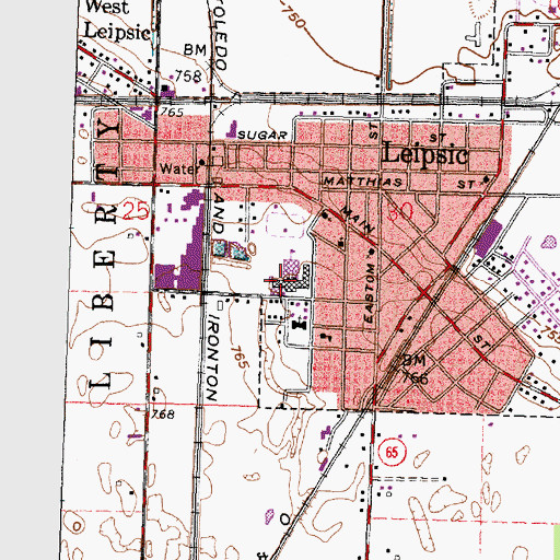 Topographic Map of Leipsic Elementary School, OH