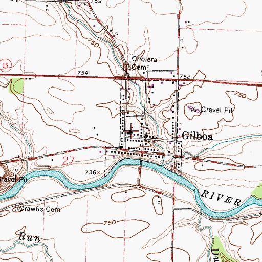 Topographic Map of Gilboa Elementary School, OH