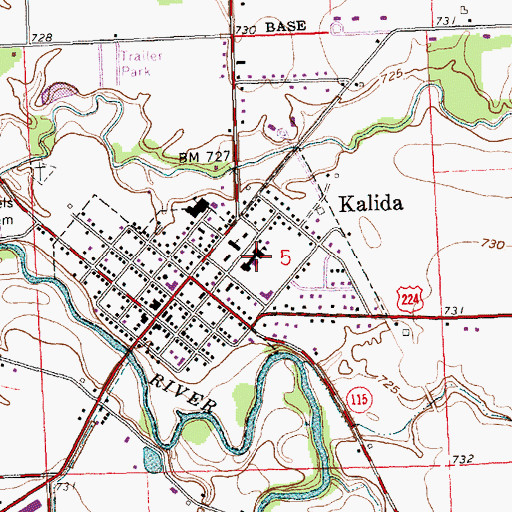 Topographic Map of Kalida High School, OH