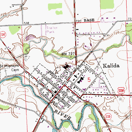 Topographic Map of Kalida Elementary School, OH