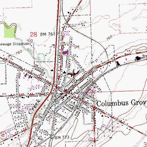 Topographic Map of Columbus Grove High School, OH