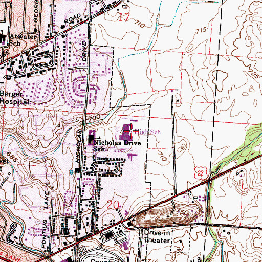 Topographic Map of Circleville High School, OH