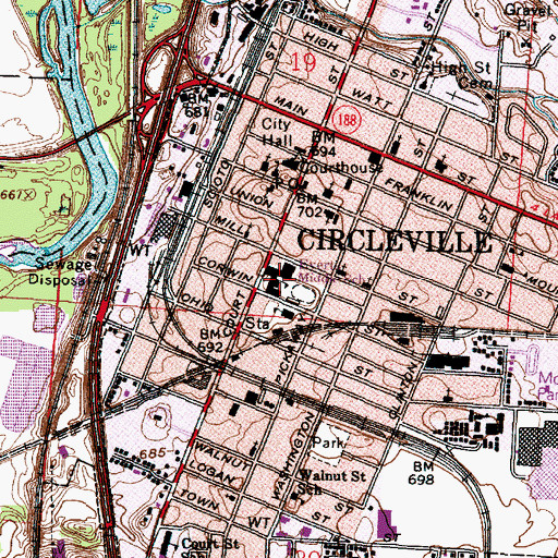 Topographic Map of Everts Middle School, OH