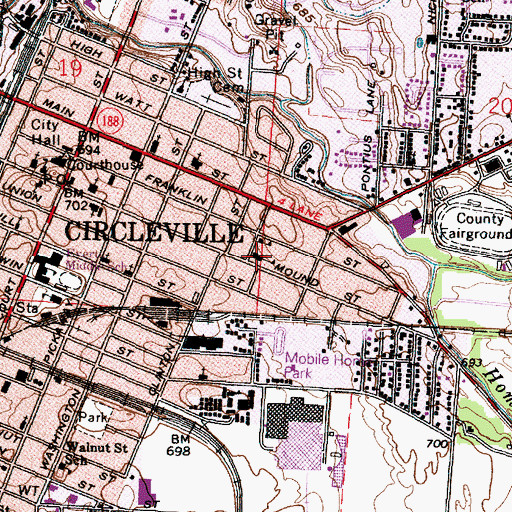 Topographic Map of Mound Street Elementary School, OH