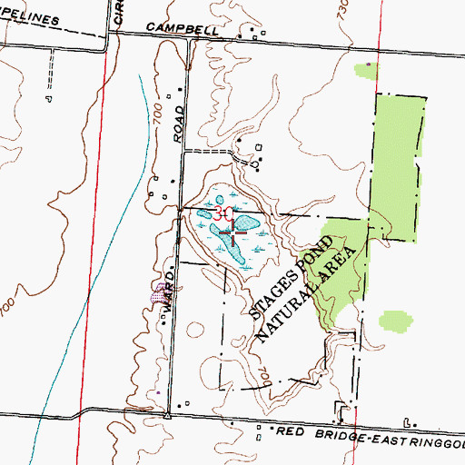 Topographic Map of Stages Pond State Nature Preserve, OH