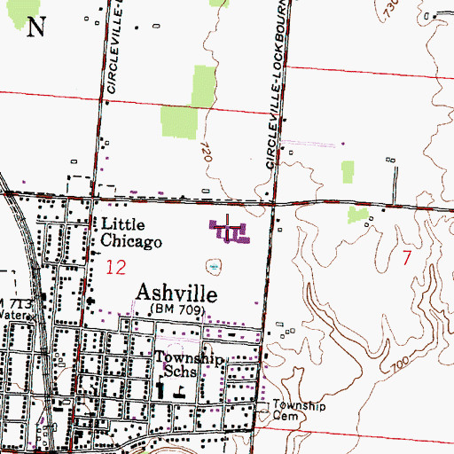Topographic Map of Teays Valley High School, OH
