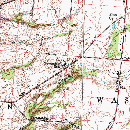 Topographic Map of Washington Elementary School, OH
