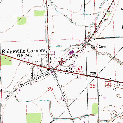 Topographic Map of Saint Peter Cemetery, OH