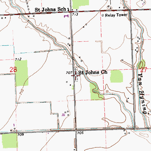 Topographic Map of Saint Johns Cemetery, OH