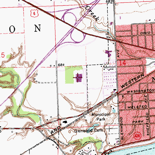 Topographic Map of Napoleon High School, OH