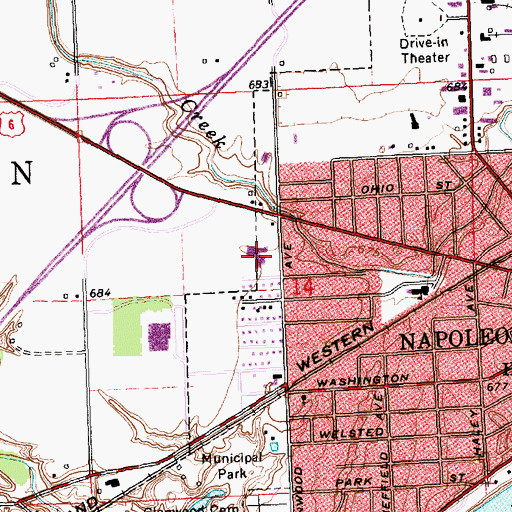 Topographic Map of West Elementary School, OH