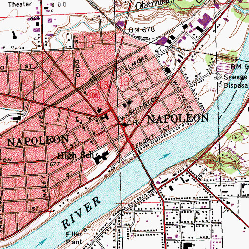 Topographic Map of Henry County Courthouse, OH
