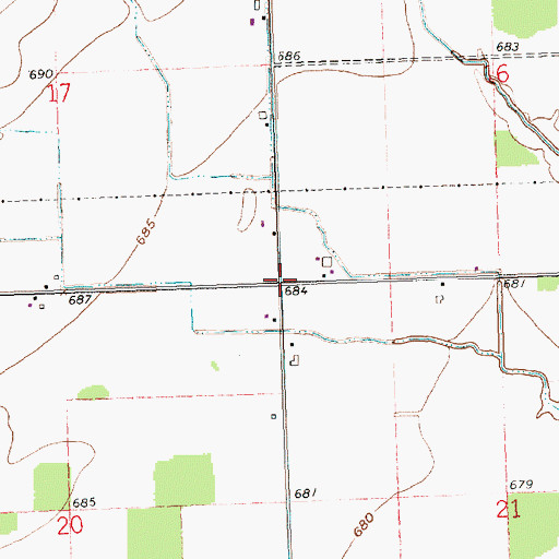 Topographic Map of Cloverleaf (historical), OH
