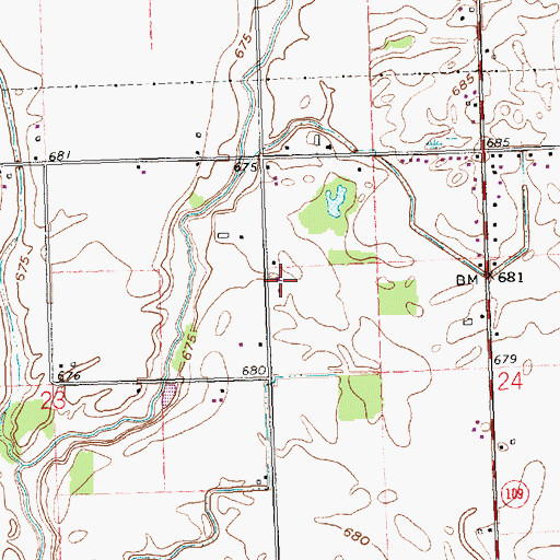 Topographic Map of Victory Chapel, OH