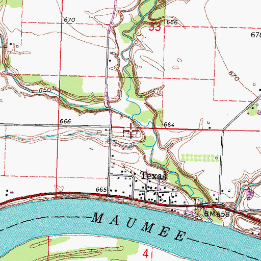 Topographic Map of Texas Cemetery, OH