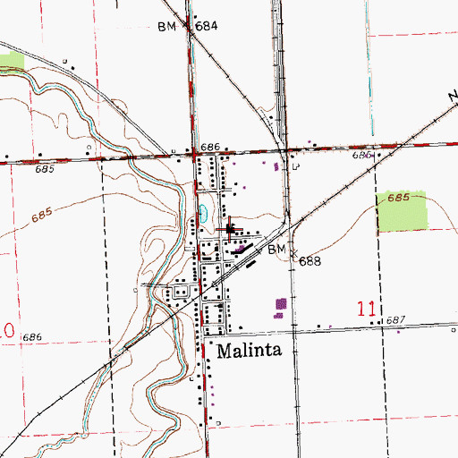 Topographic Map of Malinta-Grelton Elementary School, OH