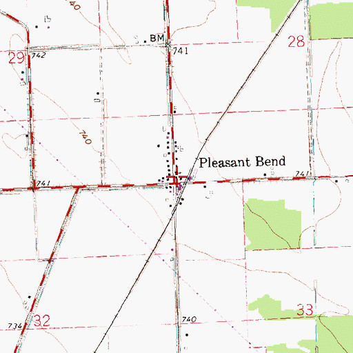 Topographic Map of Pleasant Bend Methodist Church, OH