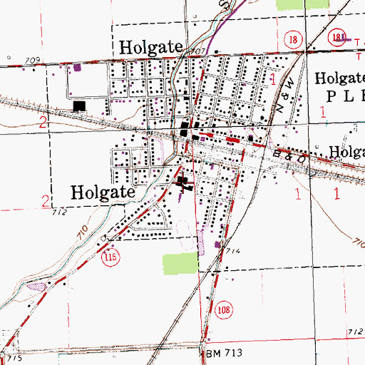 Topographic Map of Holgate High School, OH