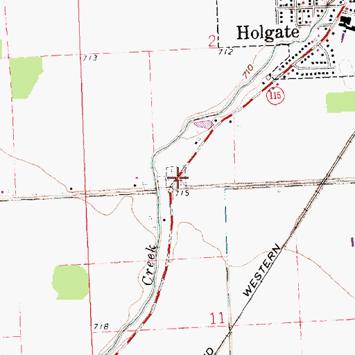 Topographic Map of Saint Marys Cemetery, OH