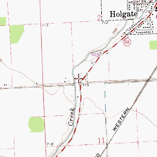 Topographic Map of Saint Johns Cemetery, OH