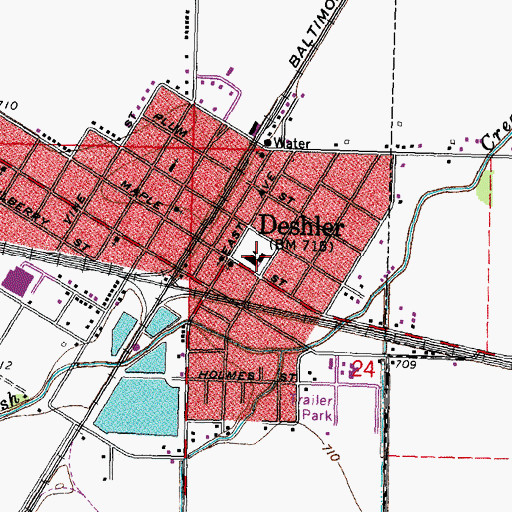 Topographic Map of Deshler Elementary School, OH