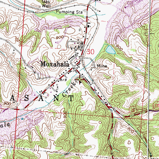 Topographic Map of Moxahala Elementary School, OH