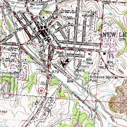 Topographic Map of New Lexington High School, OH