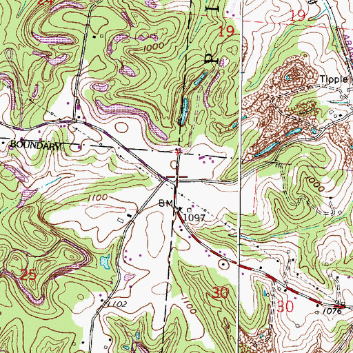 Topographic Map of Five Points, OH