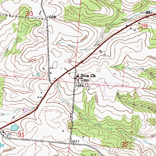 Topographic Map of Zion Cemetery, OH