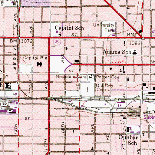 Topographic Map of Rosedale Cemetery, AZ
