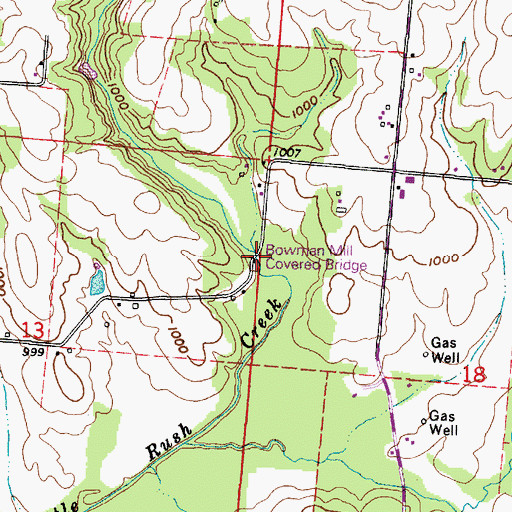 Topographic Map of Bowman Mill Bridge, OH
